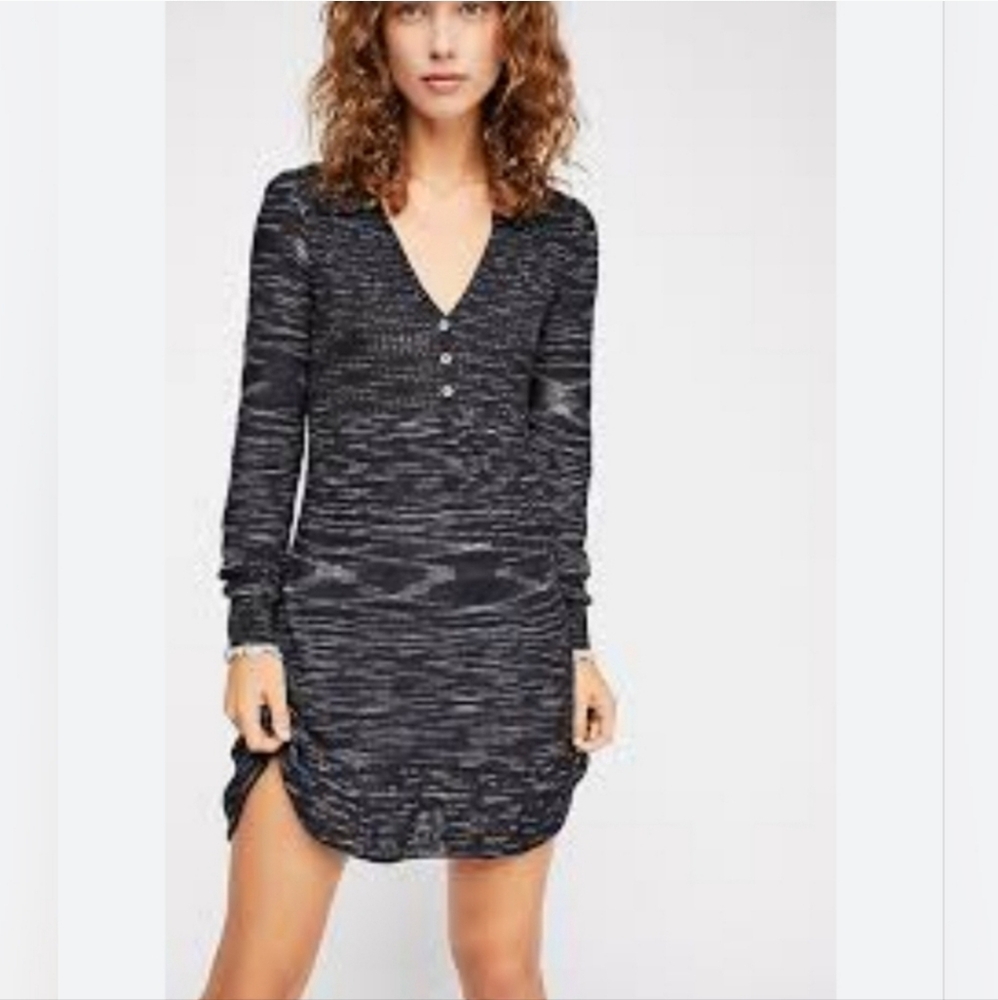 Free People Dress Rain or Shine Preppy Sweater Blue Gray Size XS